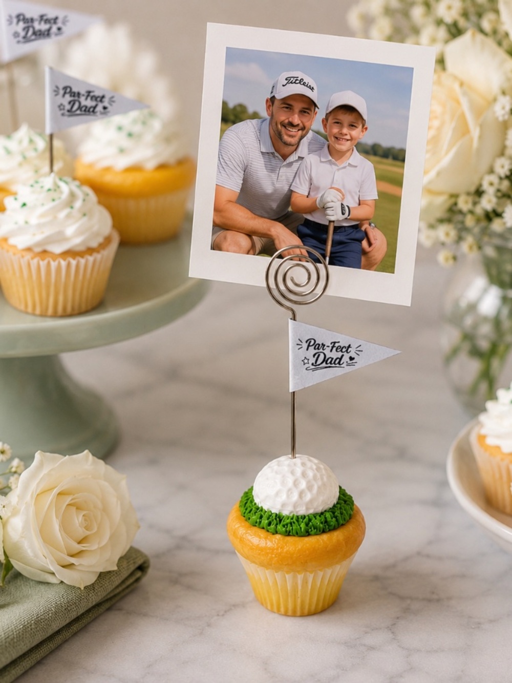 Par-Fect Dad Golf Cupcake Photo Holder | Father’s Day Golf Gift | Handmade Golf